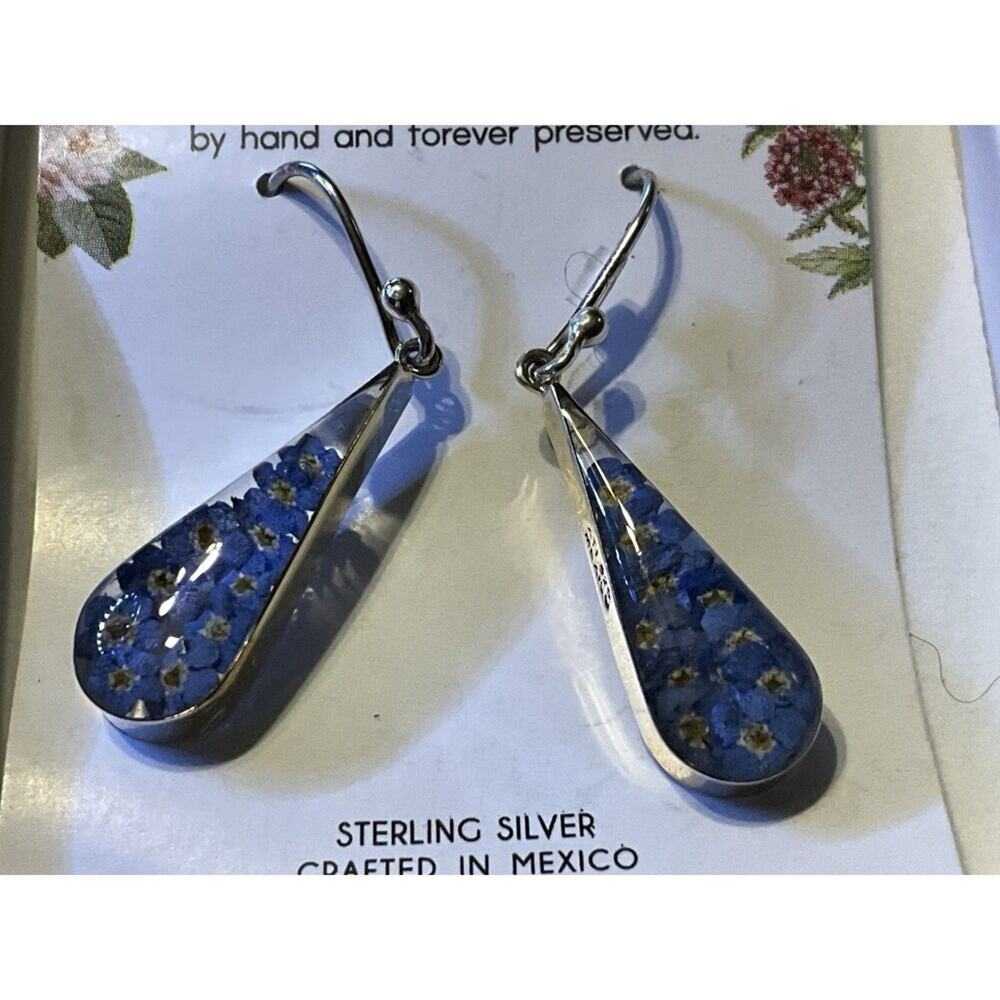 Miabella Sterling Silver Mexico Real Flowers‎ Hook Earrings